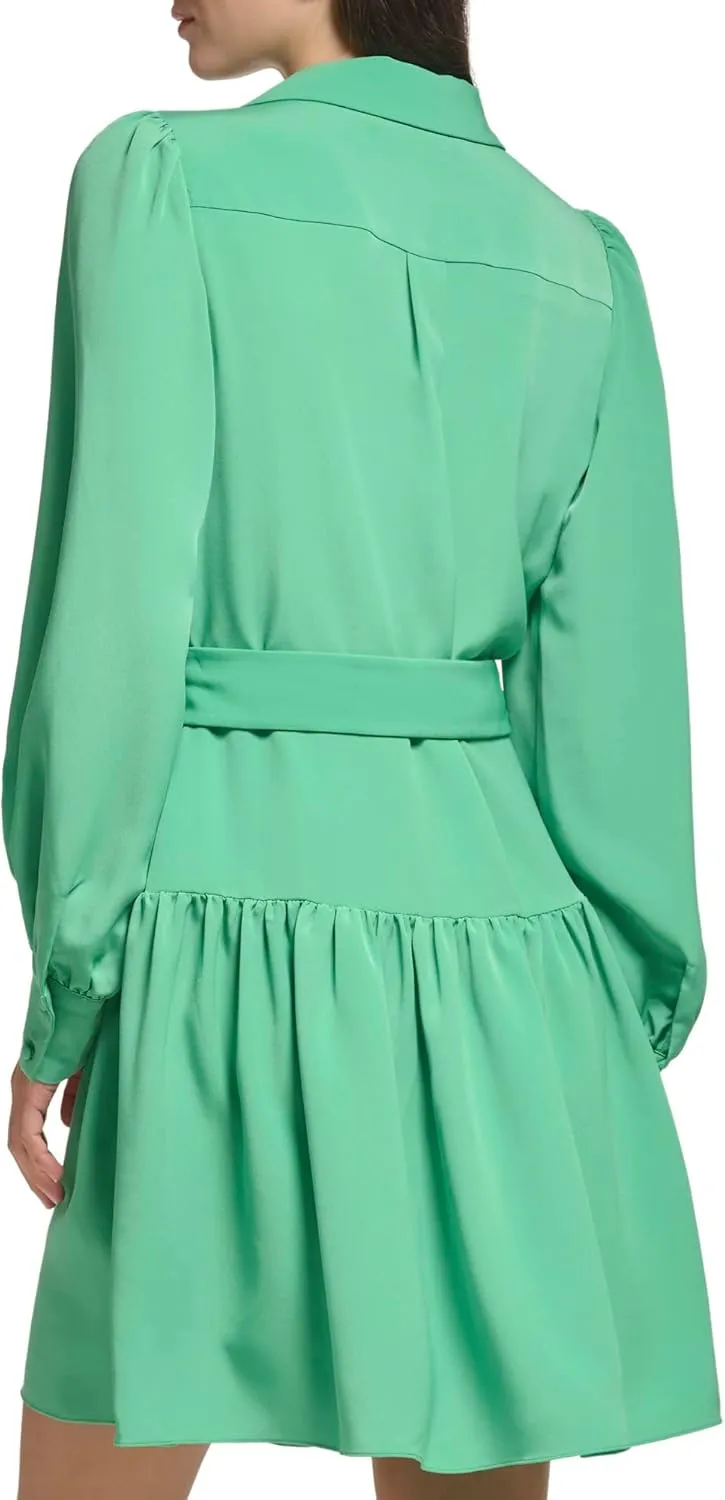 Karl Lagerfeld Paris Women's Belted Collar Front Zip Dress