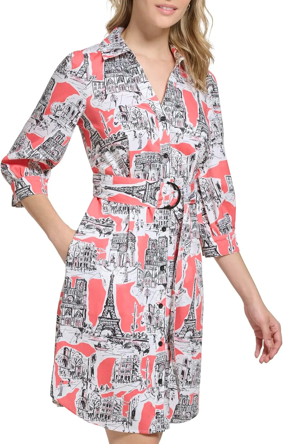 Karl Lagerfeld Paris Women's Logo Paris Poplin Dress