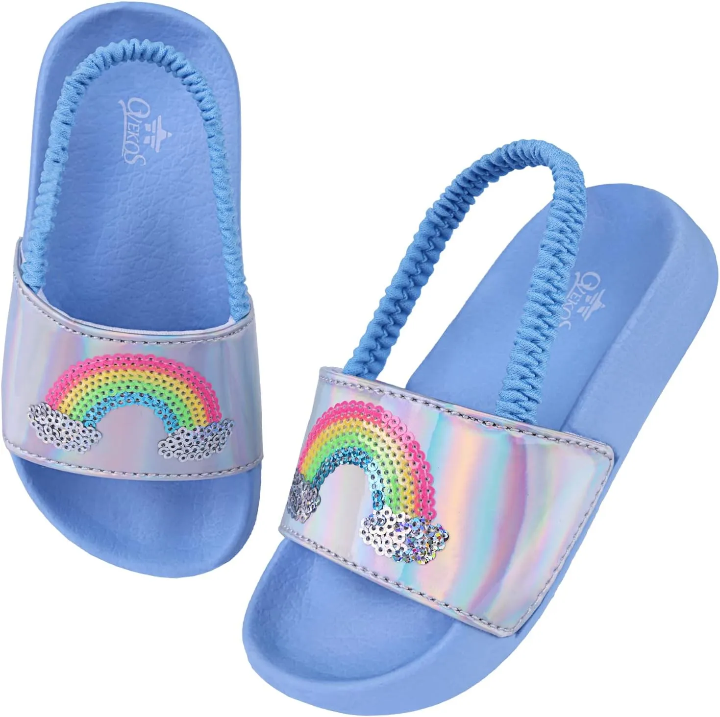 Kids Flip Flops Sandals Toddler Boys Girls Sequin Slides Shower Beach Pool Shoes Slip on Summer Slippers with Back Strap