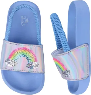 Kids Flip Flops Sandals Toddler Boys Girls Sequin Slides Shower Beach Pool Shoes Slip on Summer Slippers with Back Strap