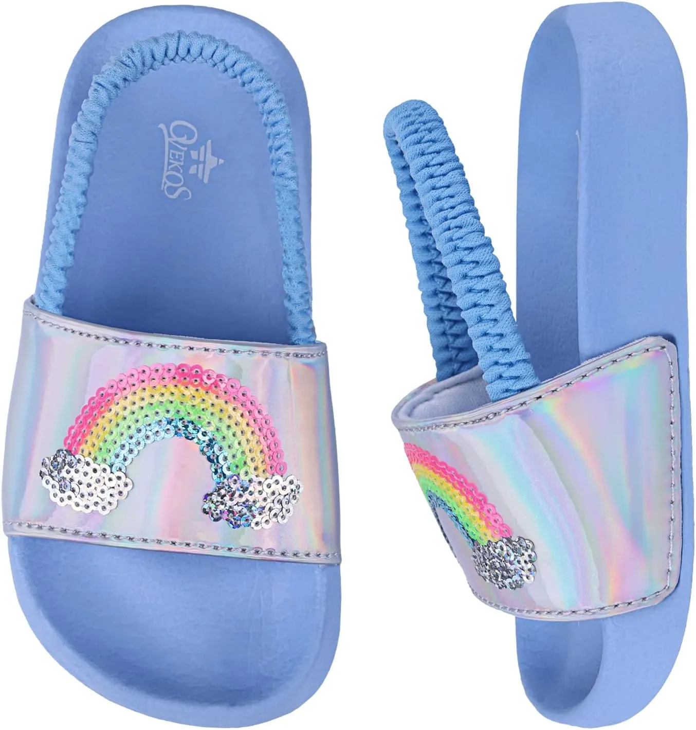 Kids Flip Flops Sandals Toddler Boys Girls Sequin Slides Shower Beach Pool Shoes Slip on Summer Slippers with Back Strap