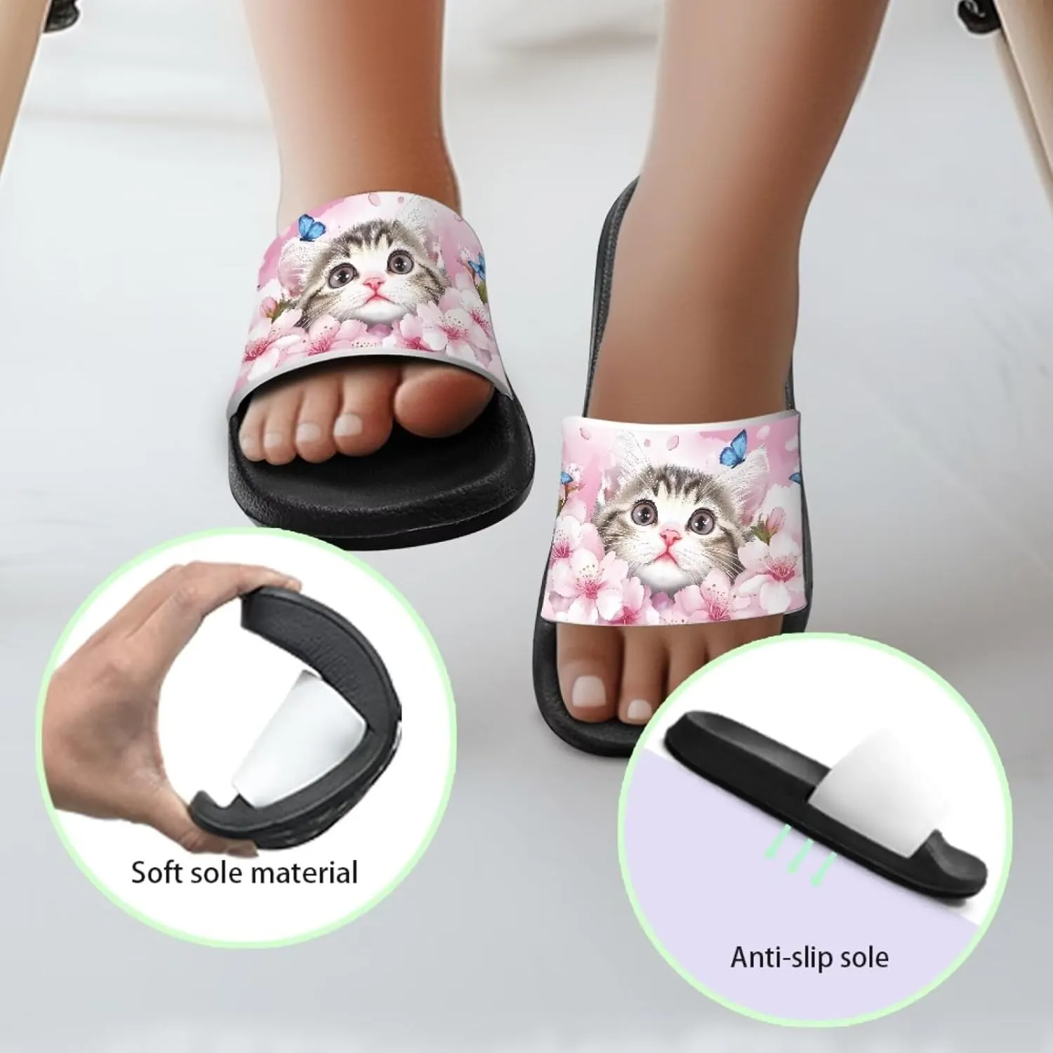 Kids Slides for Girls Shoes Summer Open Toe Slides Sandals Boys Beach Slide Kids Shower Shoes Non-Slip