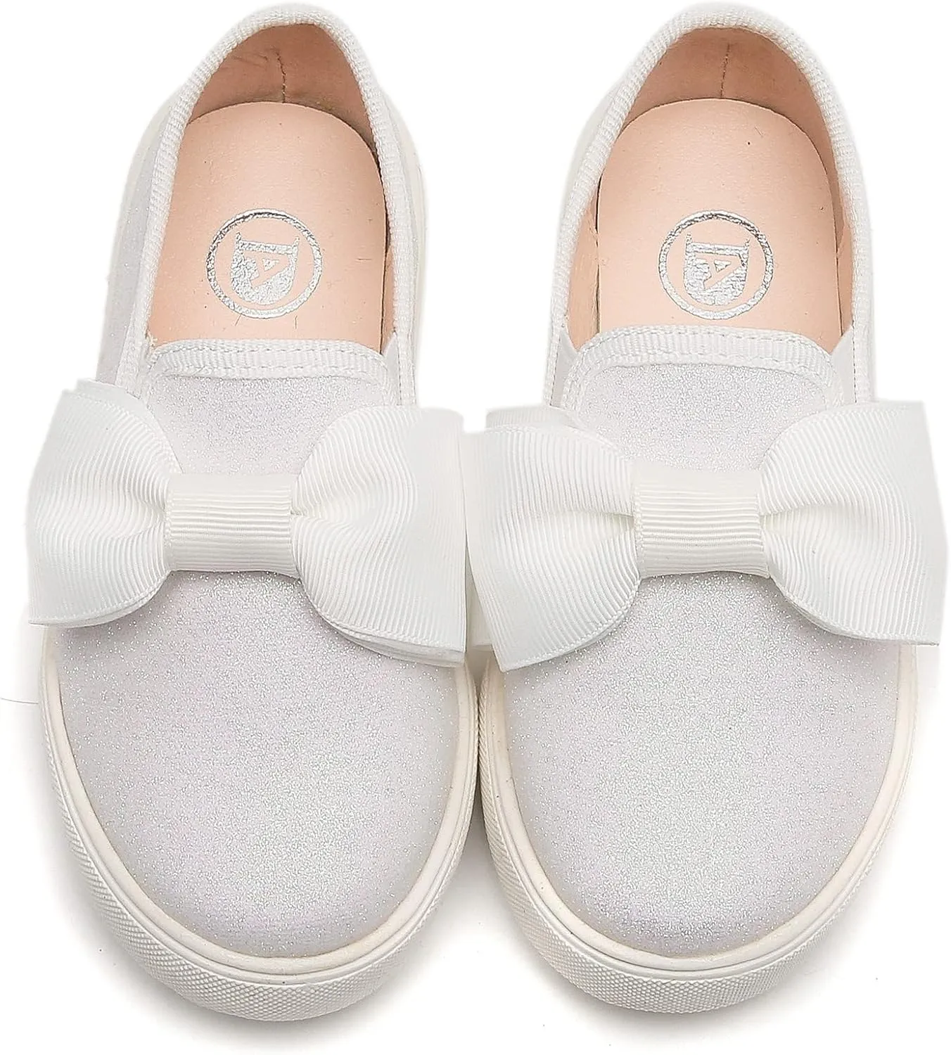kkdom Girls Slip On Glitter Sneakers Cute Bow Lazy Tennis Shoes Loafers for Little Girls(Toddler/Little Kid/Big Kid)