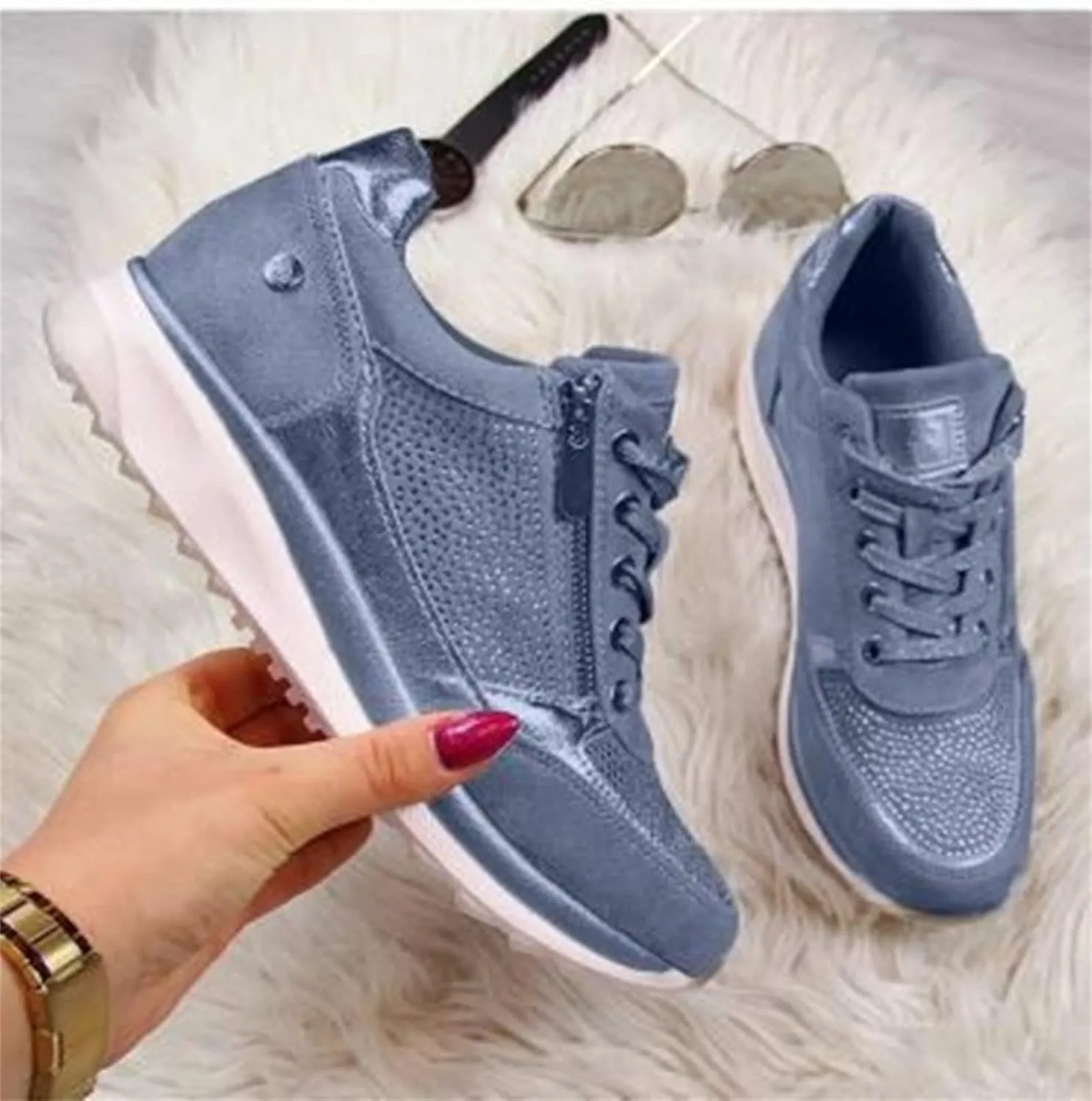 Ladmiple Shoes For Women Slip On Sneakers Breathe Walking Shoes Fashion Comfort Non Slip Platform Running Tennis Shoes