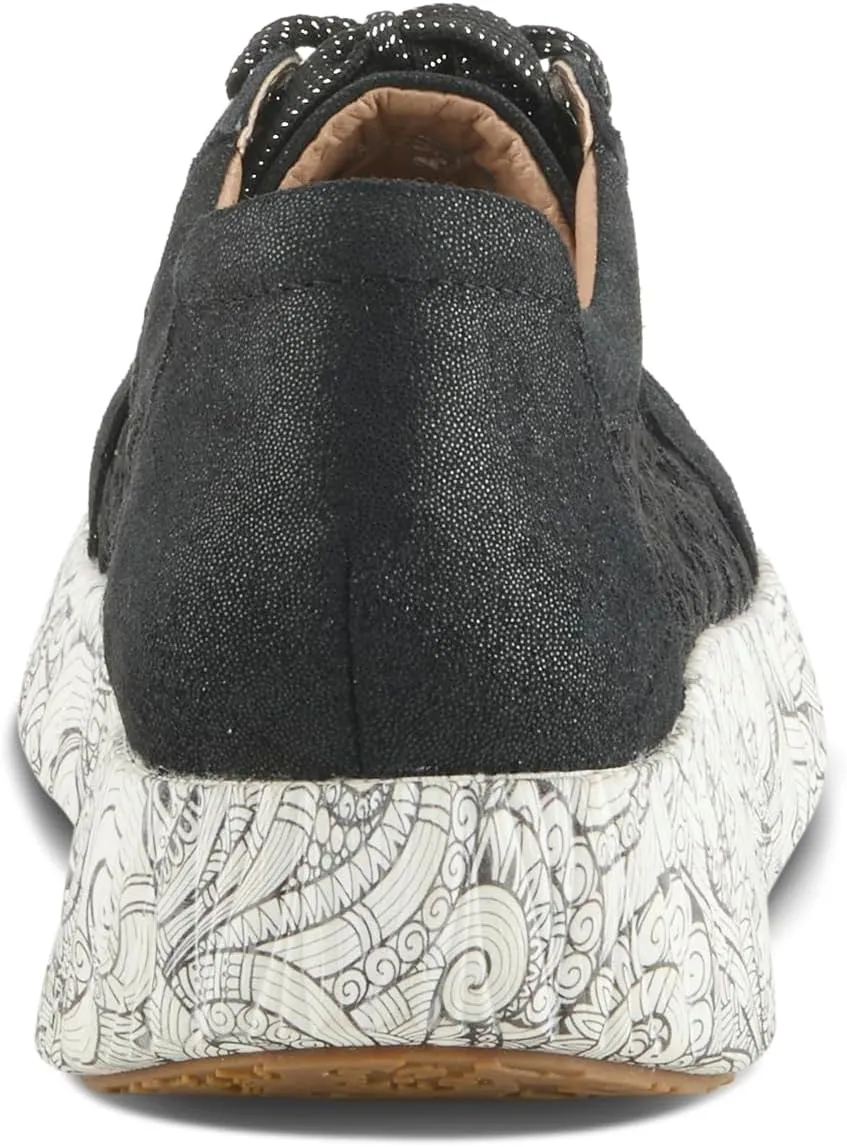L'Artiste Women's SNEAKHEART Lace-Up Sneakers – Metallic Floral Embroidery, Breathable Mesh, Removable Insole, Street-Chic Design