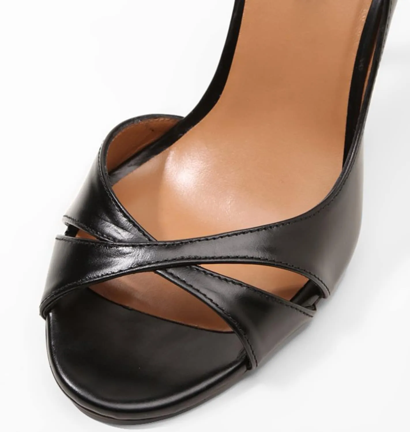 LEHOOR Women's Peep Toe Stiletto High Heels Cross Strap D'Orsay Sandals Slip On Retro 3.5 Inch Stiletto Heel Pumps Open Toe Side Cut Sandals Matte Leather Sexy Office Wedding Party 4-13 M US