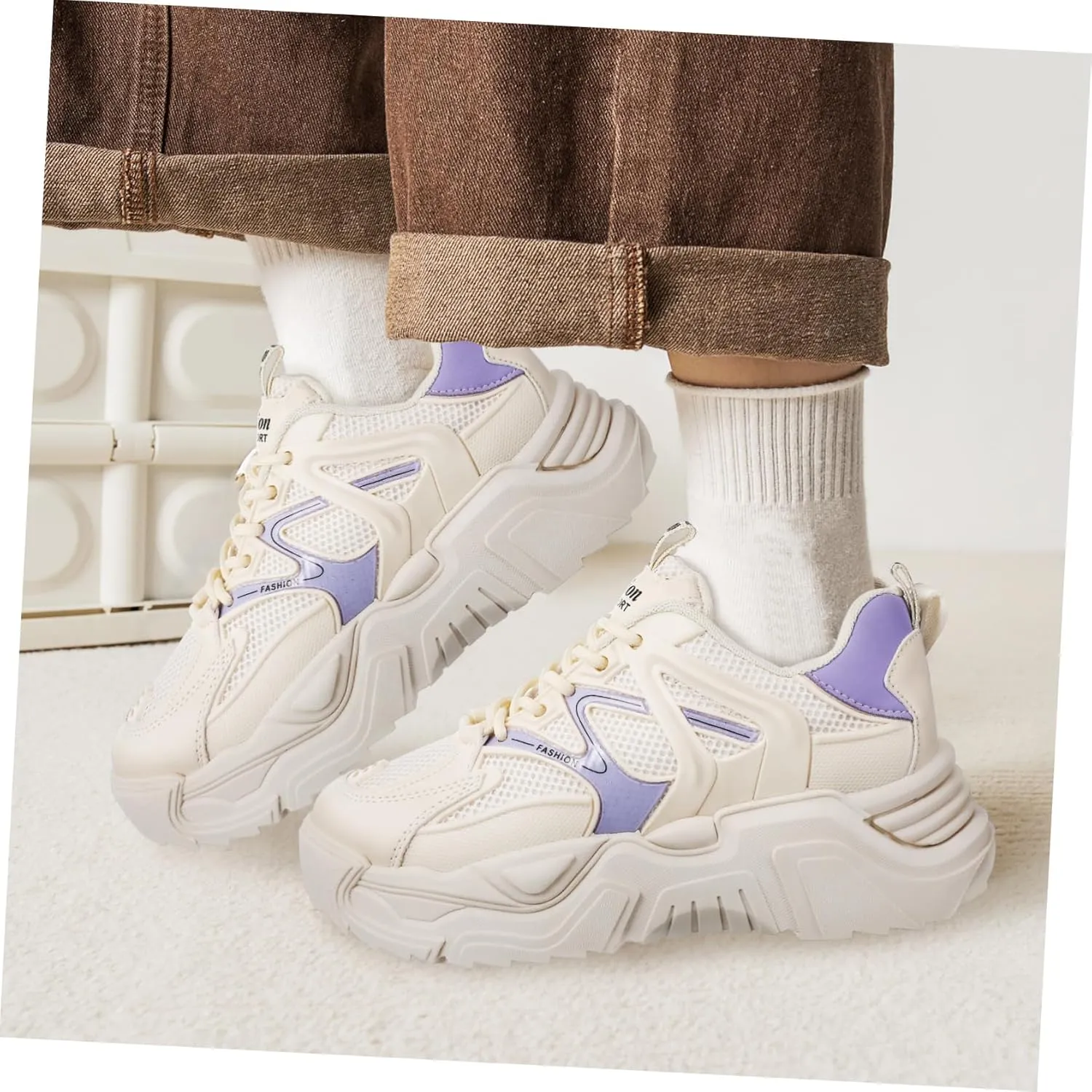 LIFKOME 1 Pair Chunky Sneakers Womens Chunky Sneakers Womens Sneakers Fashion Sneakers Womens Athletic Shoes Size 36 Black 6