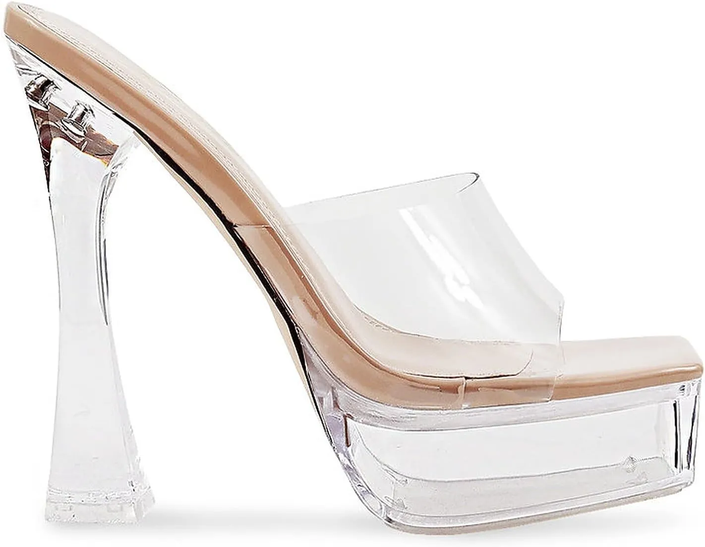 Liliana Women's Clear Platform Slip On Heel Sandals