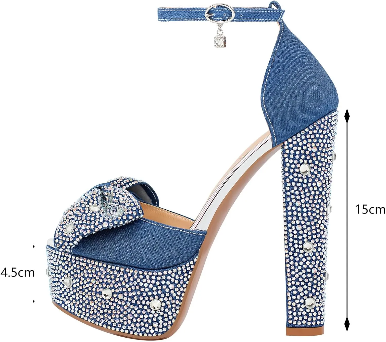 LISHAN Women's Round Open Toe Platform Clear High Heel Zip Up Sandals