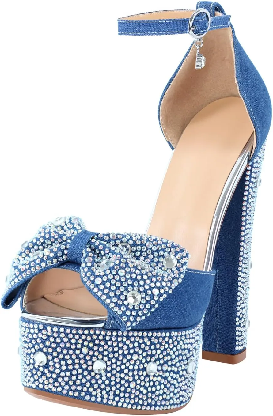 LISHAN Women's Round Open Toe Platform Clear High Heel Zip Up Sandals