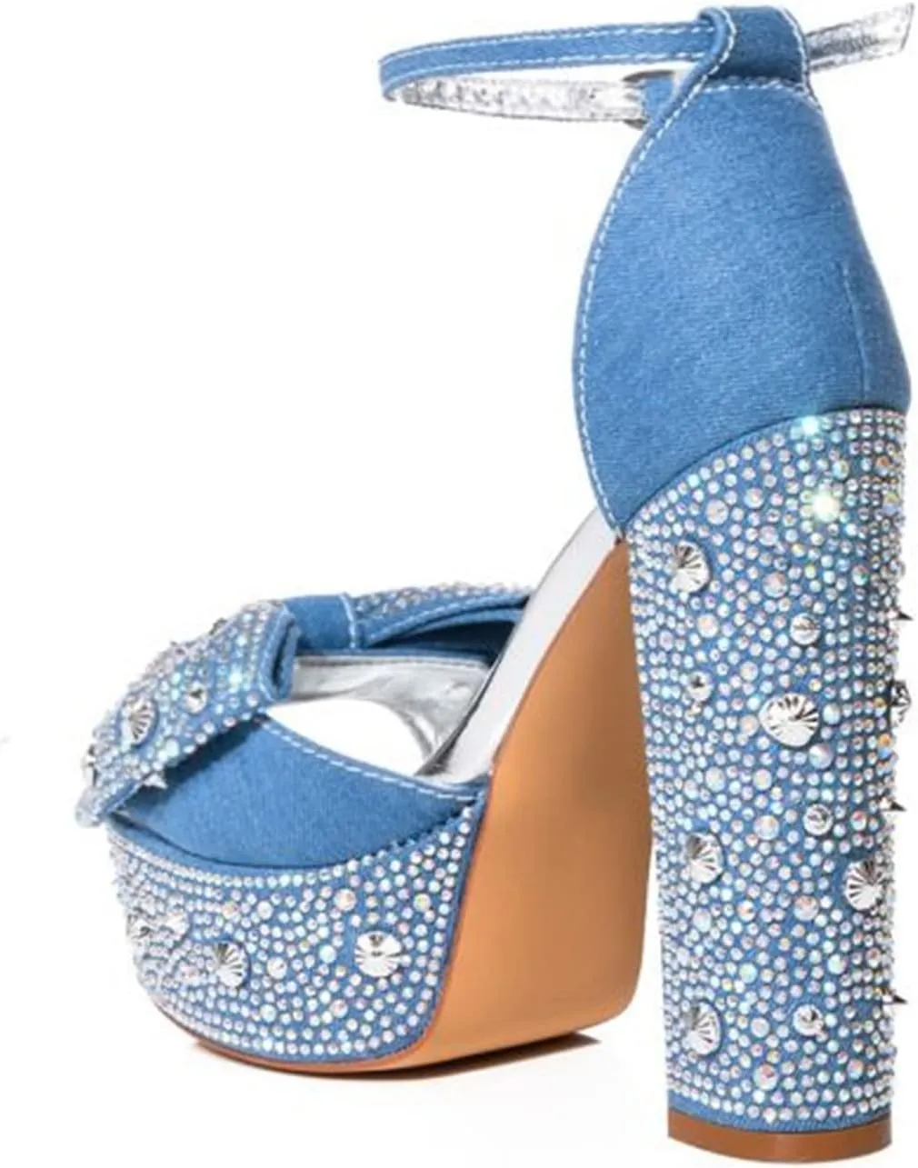 LISHAN Women's Round Open Toe Platform Clear High Heel Zip Up Sandals
