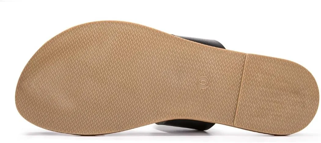 LM Women's Braided Slide Sandals Open Toe Two Band Slip On Flat Sandals Casual Summer Sandals