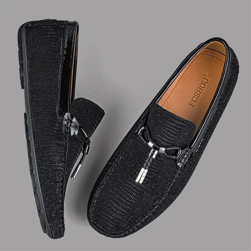 Loafers for Men Round Toe Shiny Vegan Leather Flat Heel Comfortable Anti-Slip Party Wedding Slip-on