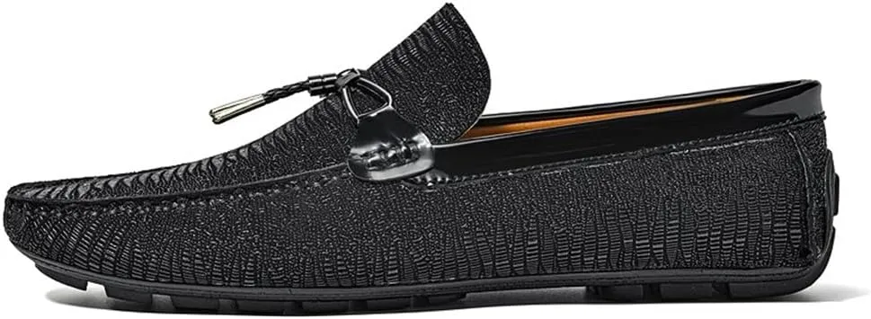 Loafers for Men Round Toe Shiny Vegan Leather Flat Heel Comfortable Anti-Slip Party Wedding Slip-on