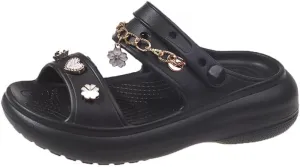 Loizziuy Women's Summer Floral Round-Toe Slip-On Sandals with Metal Chain Detail Thick Sole Boho Fairy Indoor Outdoor Slippers