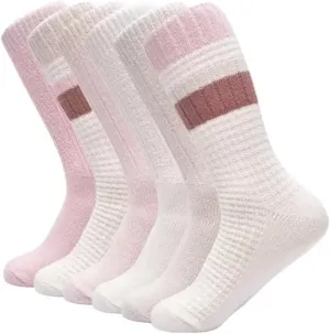 Lucky Brand Women's 6-Pack Exceptionally Soft Boot Style Socks, Rose/Cream/Multicolor, Size 5-10, Calf-Length, Waffle Knit, Ribbed Cuff