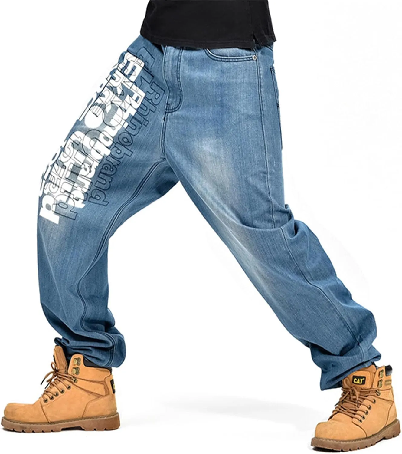 LUOBANIU Men's Fashion Baggy Jeans Straight Leg Denim Loose Fit Vintage Hip Hop Style Dance Skateboard Pants