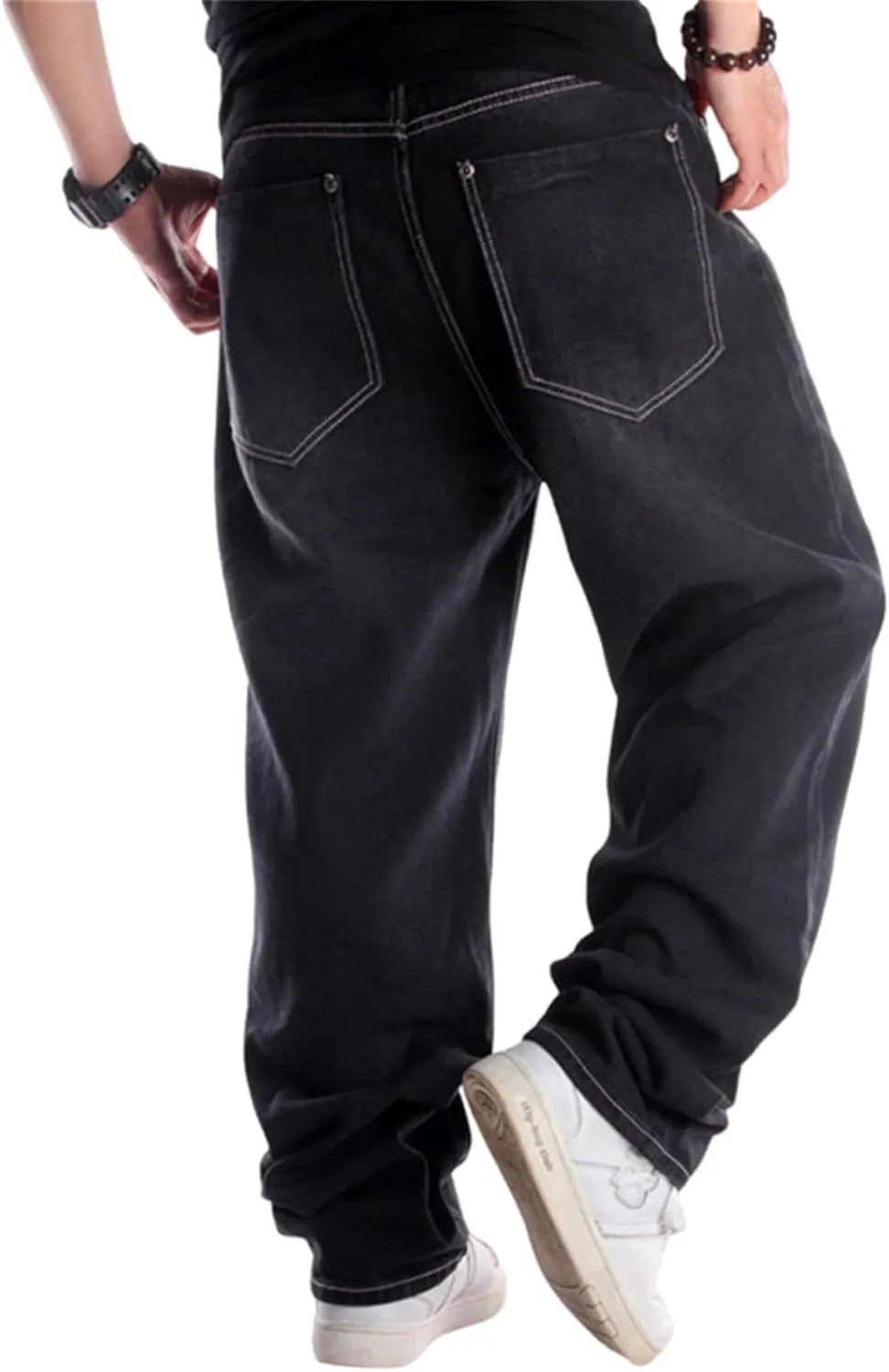 LUOBANIU Men's Vintage Hip Hop Style Baggy Jeans Denim Loose Fit Dance Skateboard Pants
