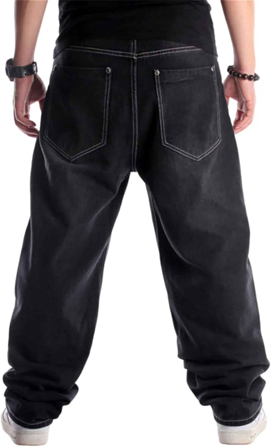 LUOBANIU Men's Vintage Hip Hop Style Baggy Jeans Denim Loose Fit Dance Skateboard Pants