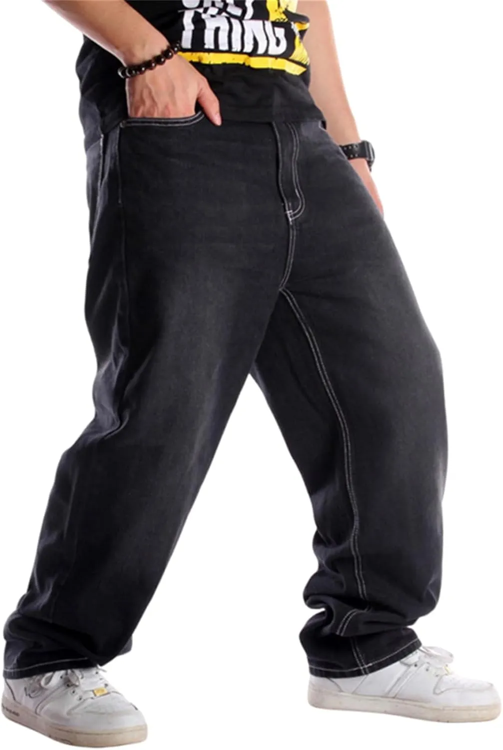 LUOBANIU Men's Vintage Hip Hop Style Baggy Jeans Denim Loose Fit Dance Skateboard Pants