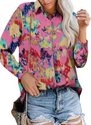 Magritta Women's Shirts Fashion Casual Loose Fit Long Sleeve Button Down Lightweight Collared Blouse Tops