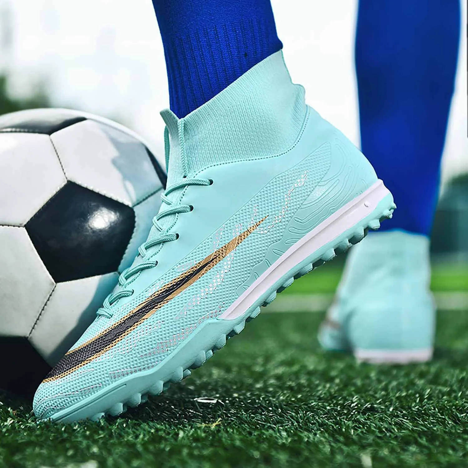 MEBAMY Soccer Cleats for Mens Rubber Sole Football Boots Comfortable Outdoor Soccer Shoes for Women Non-Slip Speed Leather Football Boots