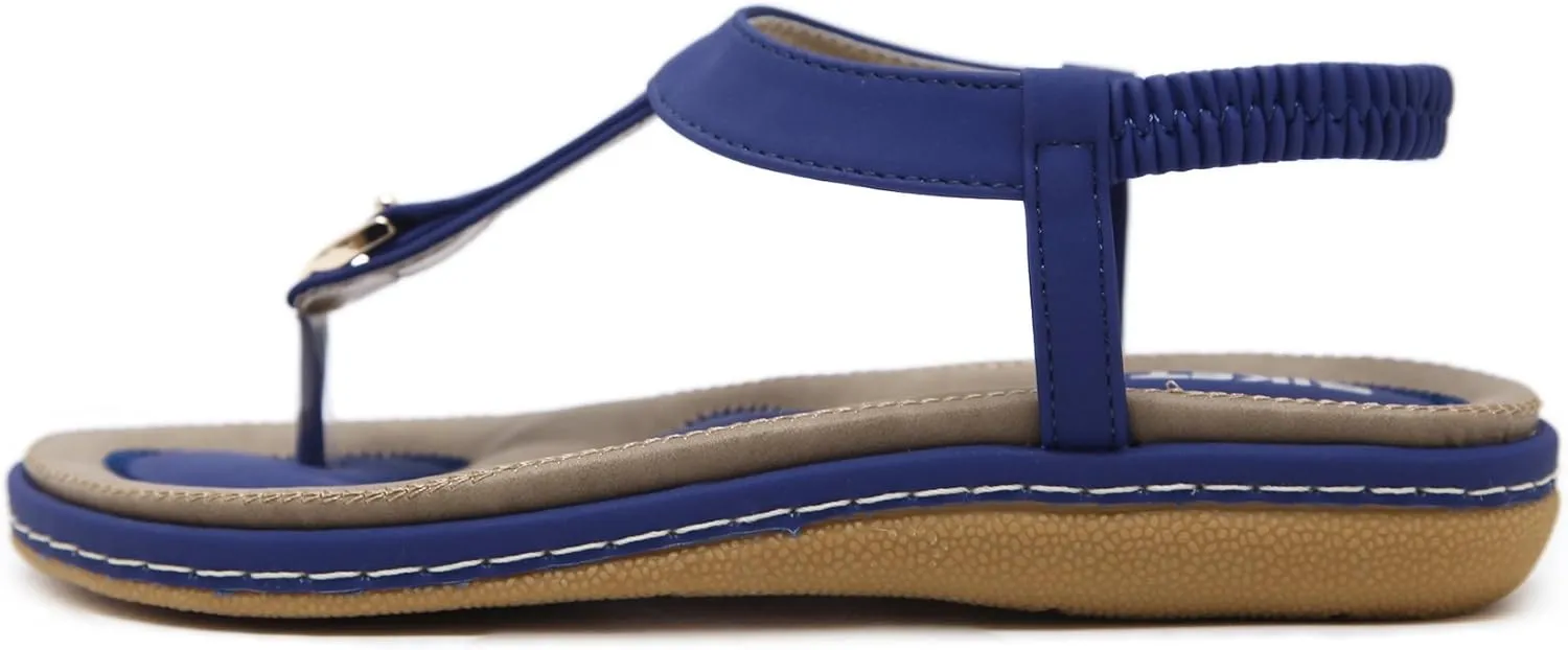 Meeshine Women's Bohemia Flip Flops Summer Beach T-Strap Flat Sandals Comfort Walking Shoes