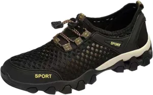 Men Summer Mesh Breathable Hiking Shoes Comfortable Walking Shoes Outdoor Travel Shoes Fashion Casual Sneaker Laces Mens