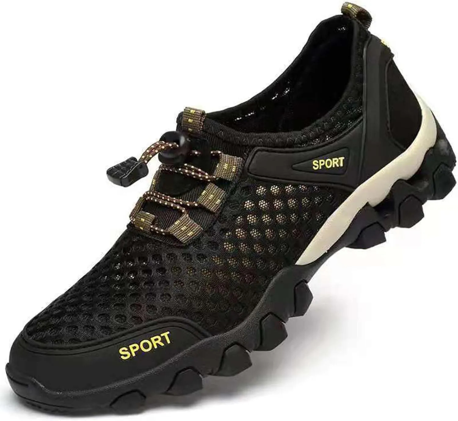 Men Summer Mesh Breathable Hiking Shoes Comfortable Walking Shoes Outdoor Travel Shoes Fashion Casual Sneaker Laces Mens