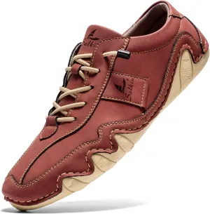 Men's Casual Leather Fashion Sneakers Ankle Chukka Boots Slip On Lightweight Loafers Walking Casual Dress Sneaker