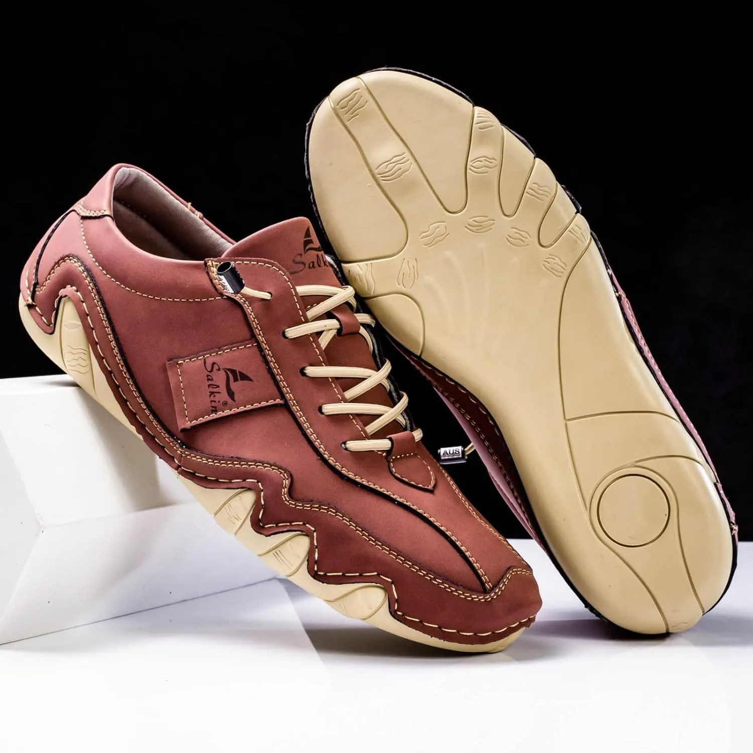 Men's Casual Leather Fashion Sneakers Ankle Chukka Boots Slip On Lightweight Loafers Walking Casual Dress Sneaker