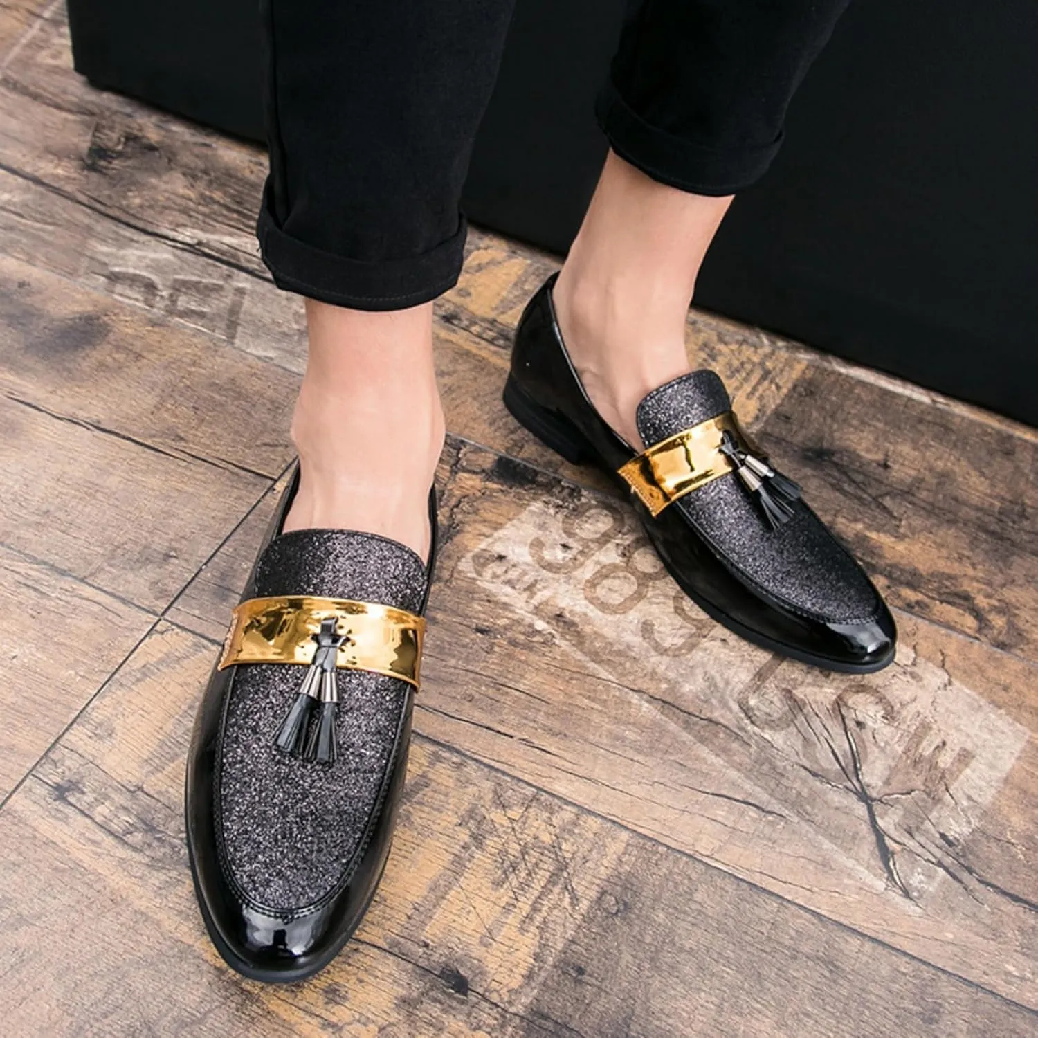 Men's Fashion Formal Leather Oxford Loafers and Wedding Dress Shoes for Men, Penny Slip - On Smoking Luxury Men Loafers
