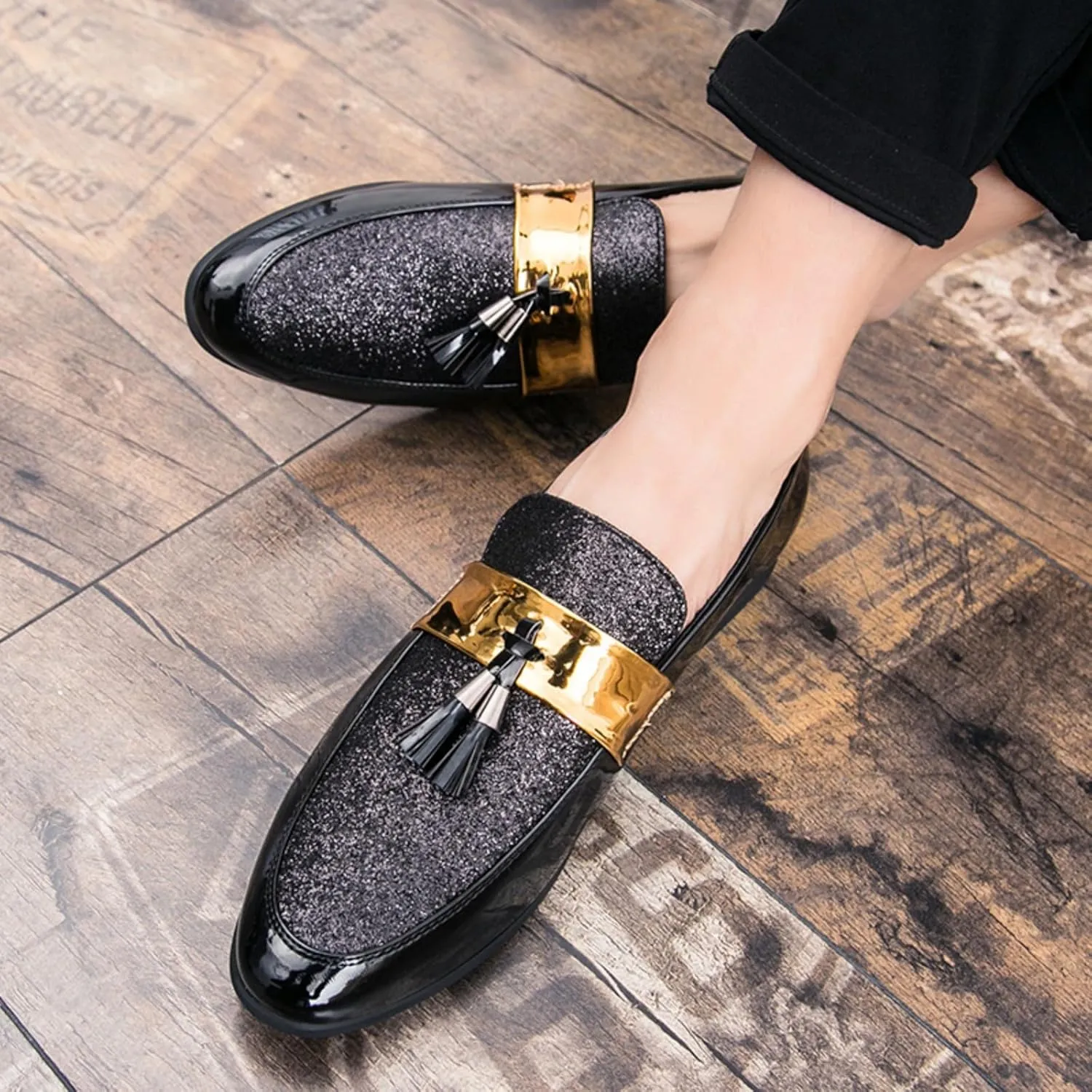 Men's Fashion Formal Leather Oxford Loafers and Wedding Dress Shoes for Men, Penny Slip - On Smoking Luxury Men Loafers