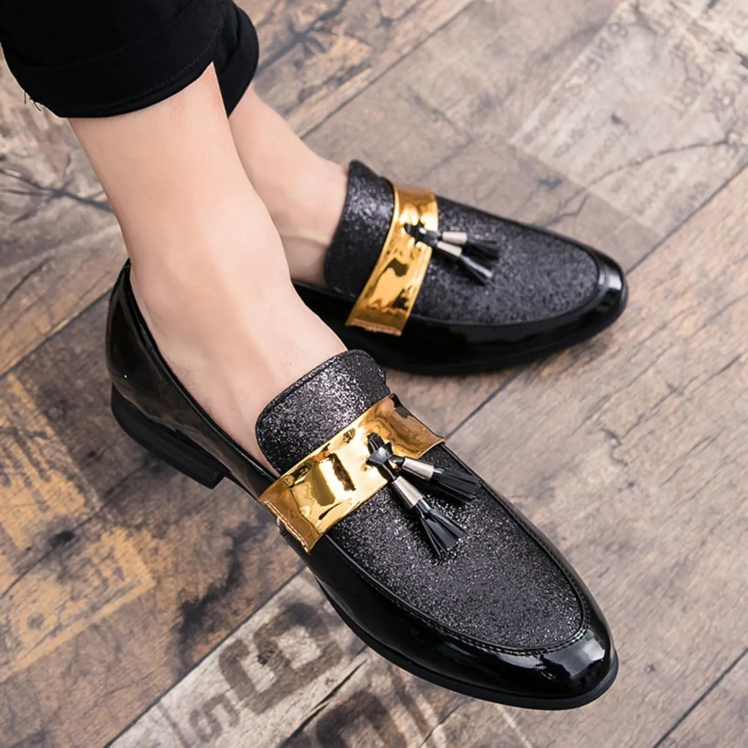Men's Fashion Formal Leather Oxford Loafers and Wedding Dress Shoes for Men, Penny Slip - On Smoking Luxury Men Loafers