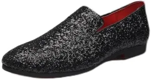 Men's Loafers Shoes Pointed Toe Shiny PU Leather Smoking Shoes Lightweight Flat Heel Flexible Walking Outdoor Slip On
