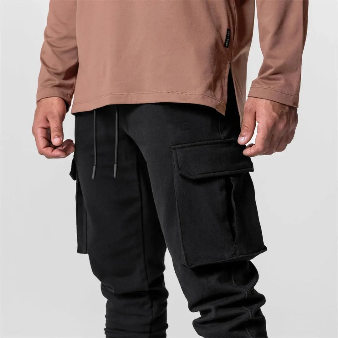 Men's Loose Fit Cargo Pants with Drawstring Waist Full-Length Hip Hop Casual Sweatpants