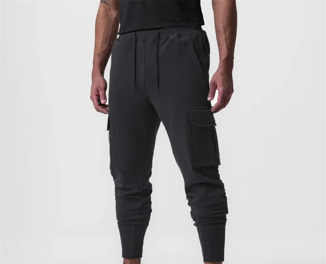Men's Loose Fit Cargo Pants with Drawstring Waist Full-Length Hip Hop Casual Sweatpants