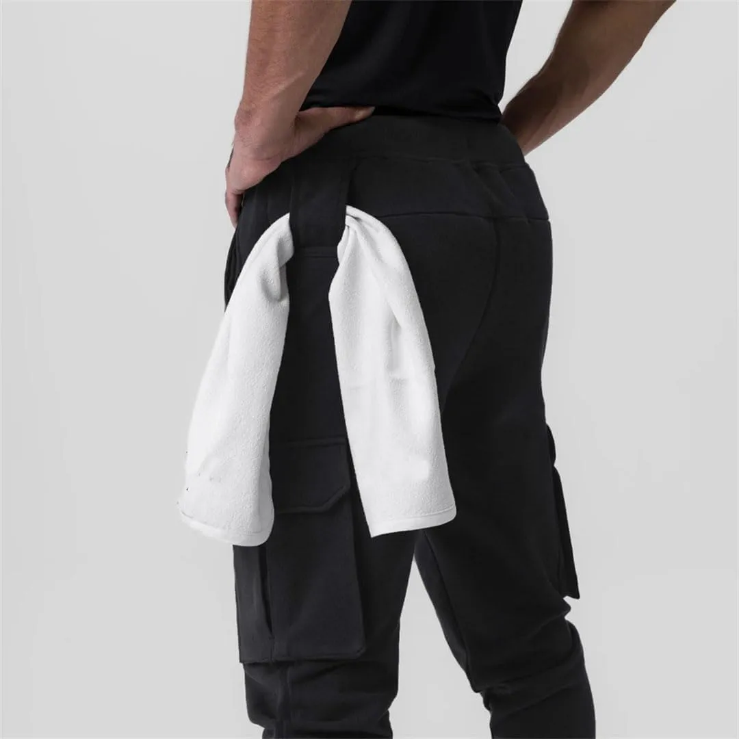 Men's Loose Fit Cargo Pants with Drawstring Waist Full-Length Hip Hop Casual Sweatpants