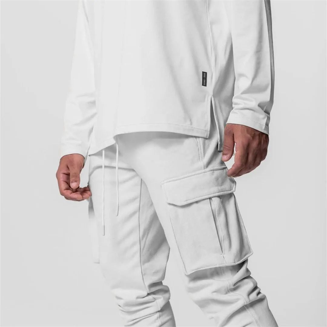 Men's Loose Fit Cargo Pants with Drawstring Waist Full-Length Hip Hop Casual Sweatpants