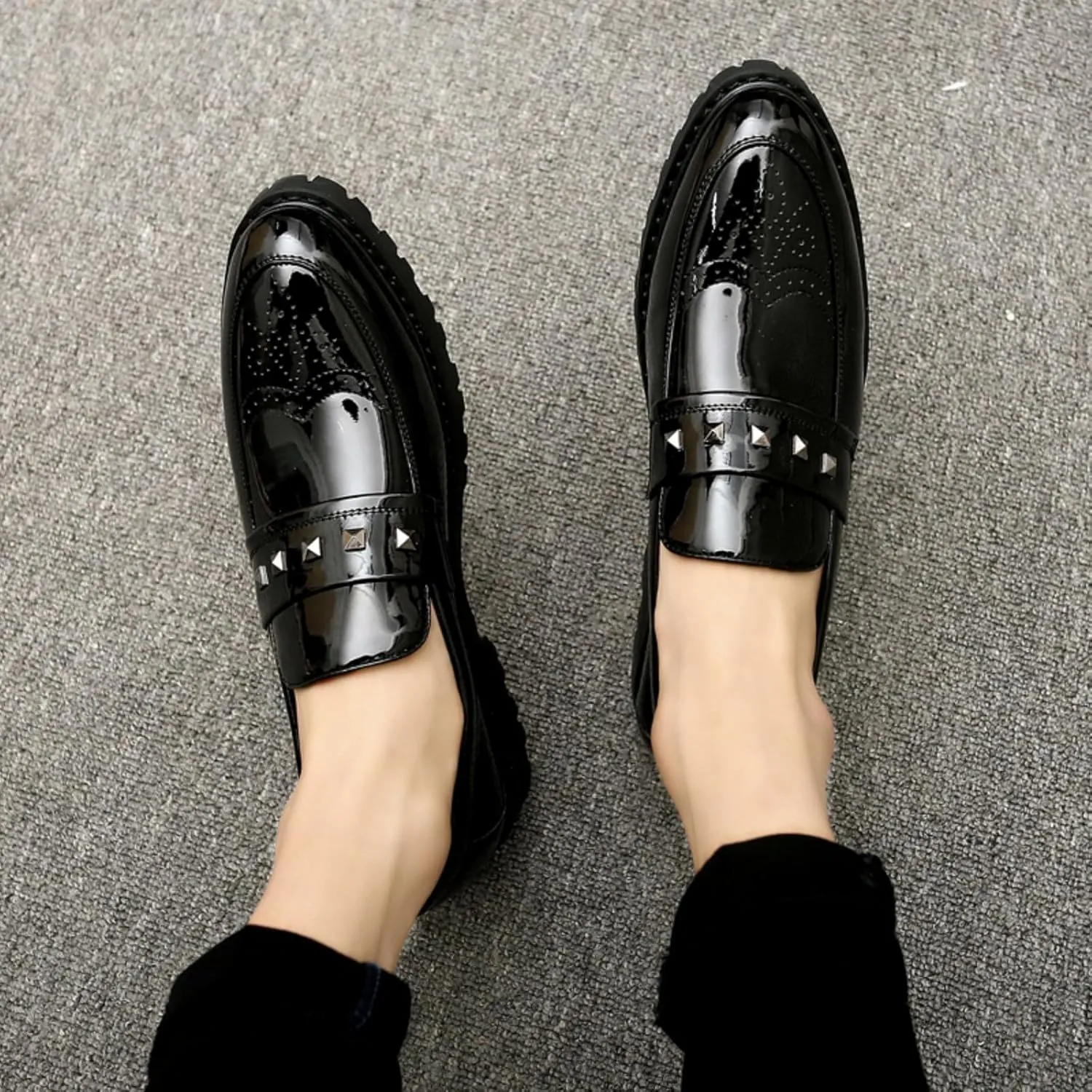 Men's Plus - Size Glitter Oxford Loafers Shiny Slip On Dress Shoes for Parties, Weddings and Daily Fashion, Fashionable Comfortable