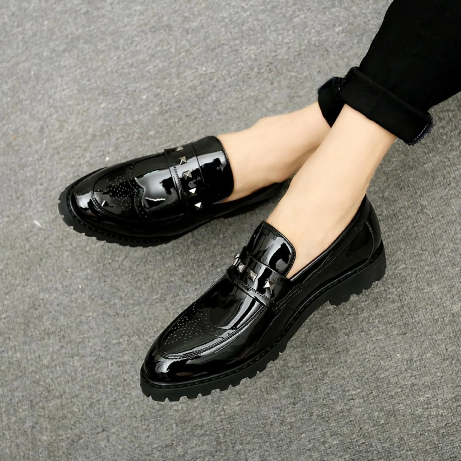 Men's Plus - Size Glitter Oxford Loafers Shiny Slip On Dress Shoes for Parties, Weddings and Daily Fashion, Fashionable Comfortable