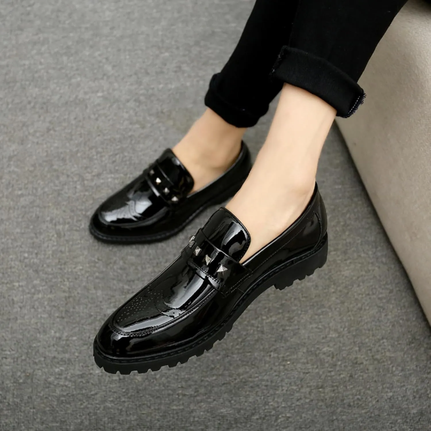 Men's Plus - Size Glitter Oxford Loafers Shiny Slip On Dress Shoes for Parties, Weddings and Daily Fashion, Fashionable Comfortable