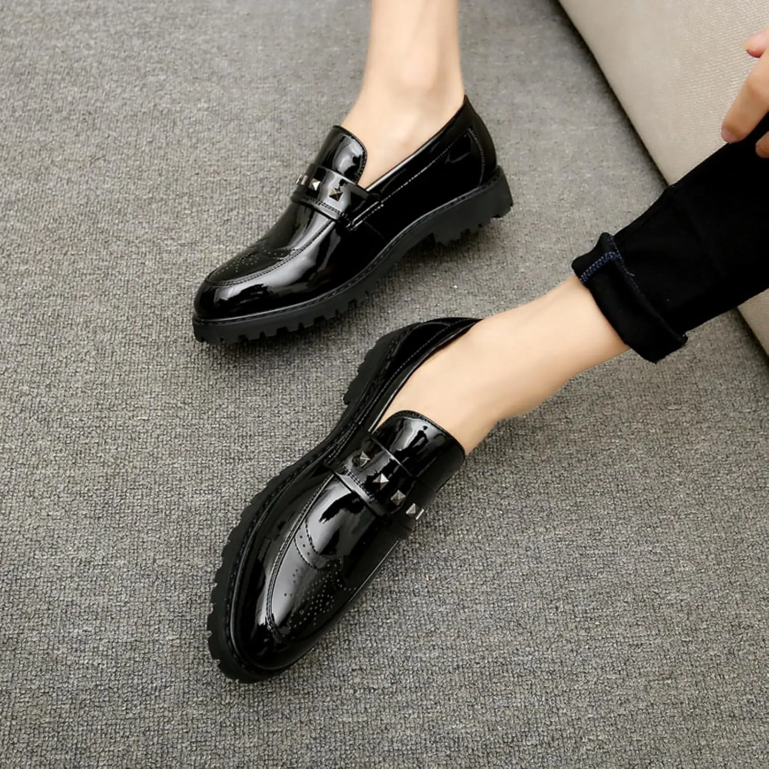 Men's Plus - Size Glitter Oxford Loafers Shiny Slip On Dress Shoes for Parties, Weddings and Daily Fashion, Fashionable Comfortable