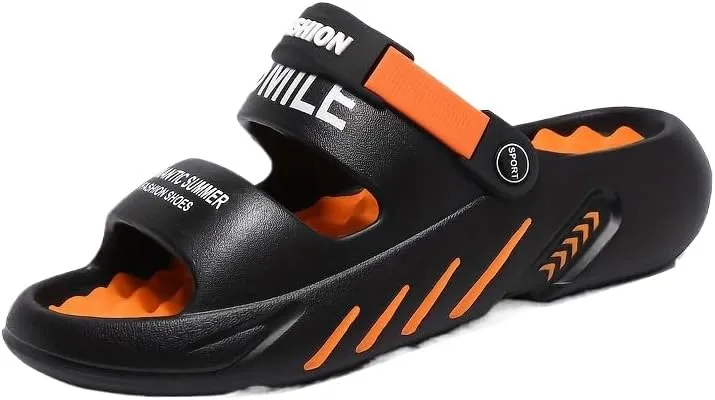 Men's Sandals Trendy Street Style Color Block Open Toe Breathable Chunky Slippers, Comfy Non Slip Durable EVA Anti Odor Slides, Men's Summer Sandals Slippers