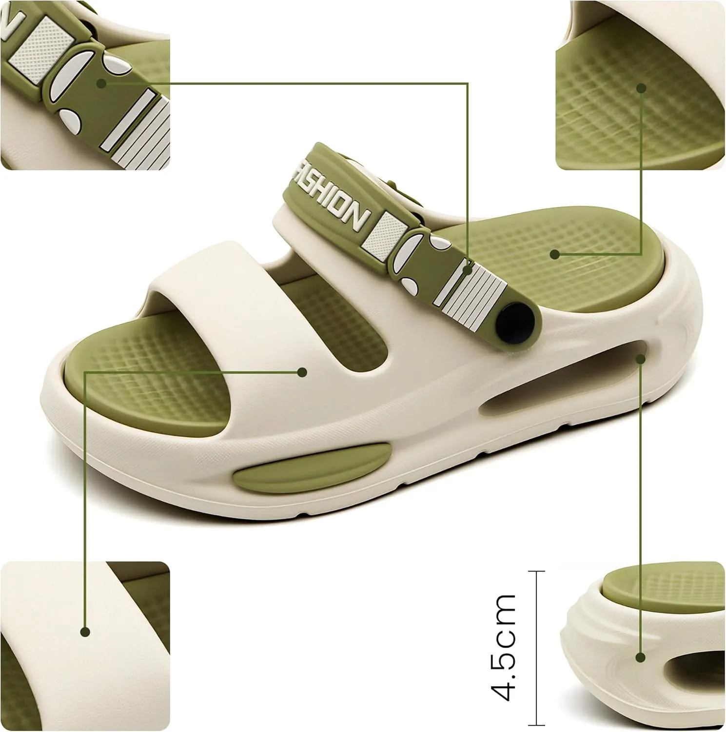 Men's Slide Sandals Indoor and Outdoor, Casual Platform Slide Sandals for Men Spring Summer, Lightweight Comfortable Cushioned Open Toe Men’s Slippers Shoes