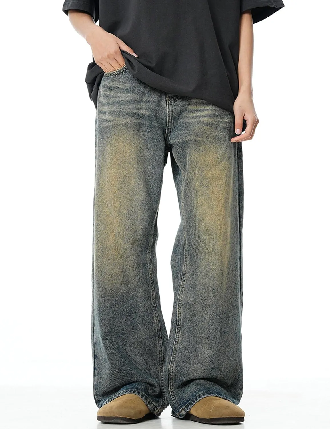 Mens Y2k Baggy Jeans Hip Hop Skater Jeans Vintage Jnco Jeans Loose Fit Denim Pants for Men