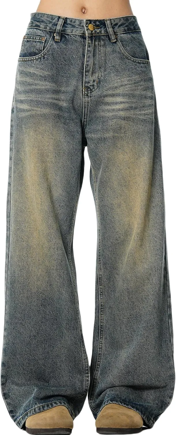 Mens Y2k Baggy Jeans Hip Hop Skater Jeans Vintage Jnco Jeans Loose Fit Denim Pants for Men