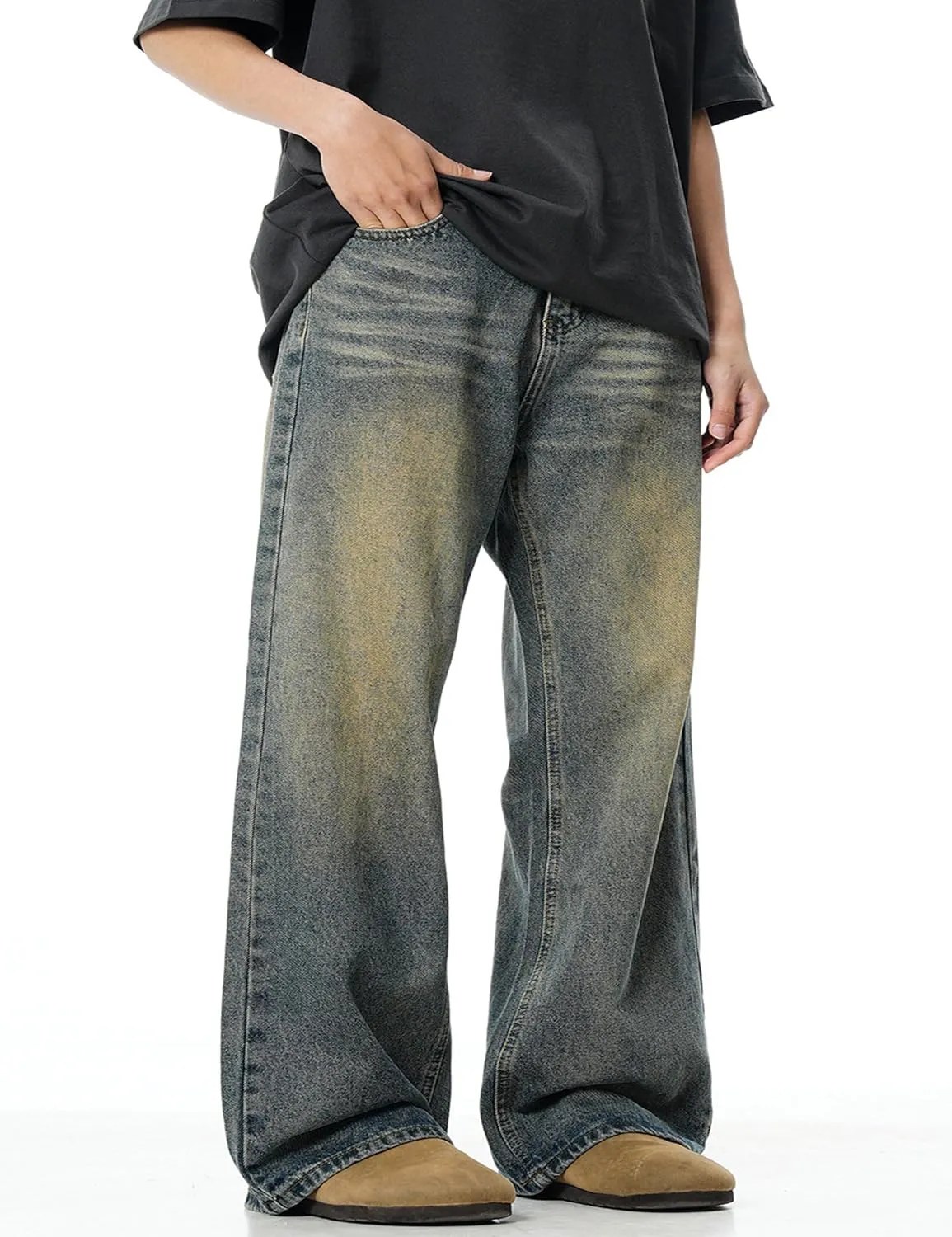 Mens Y2k Baggy Jeans Hip Hop Skater Jeans Vintage Jnco Jeans Loose Fit Denim Pants for Men