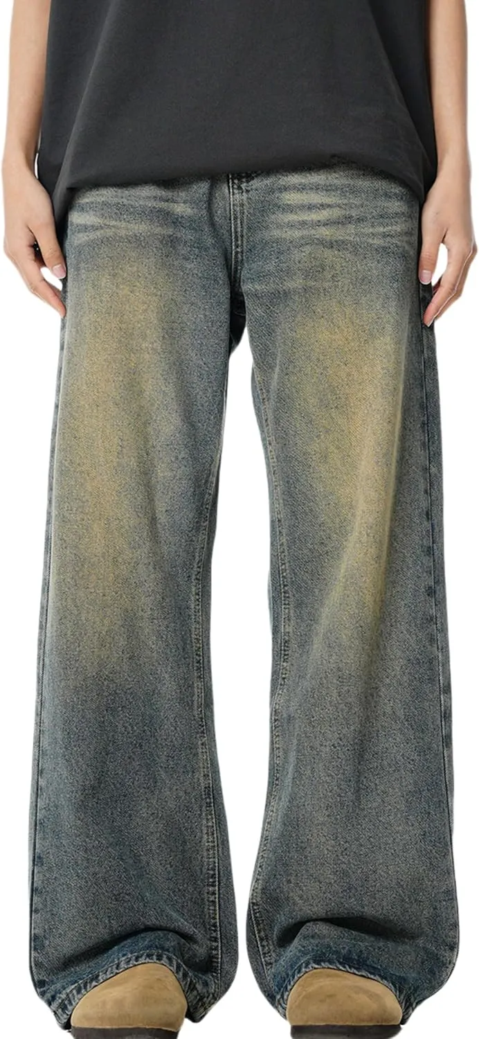 Mens Y2k Baggy Jeans Hip Hop Skater Jeans Vintage Jnco Jeans Loose Fit Denim Pants for Men