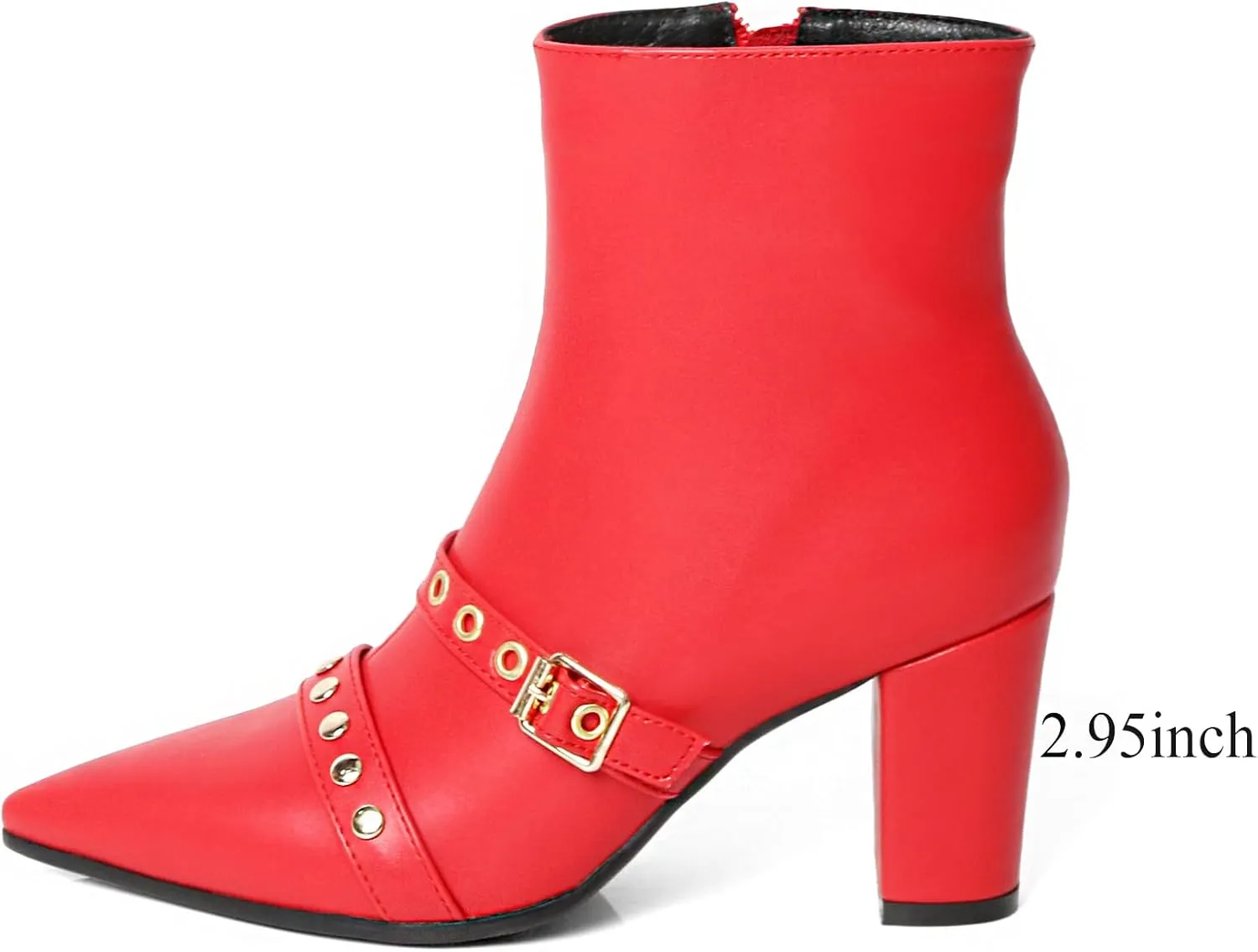 MEOTINA Gold High Heels for Women Kitten Heel Pointed Toe Short Womens Booties Buckle High Heeled Ankle Metallic Shoes